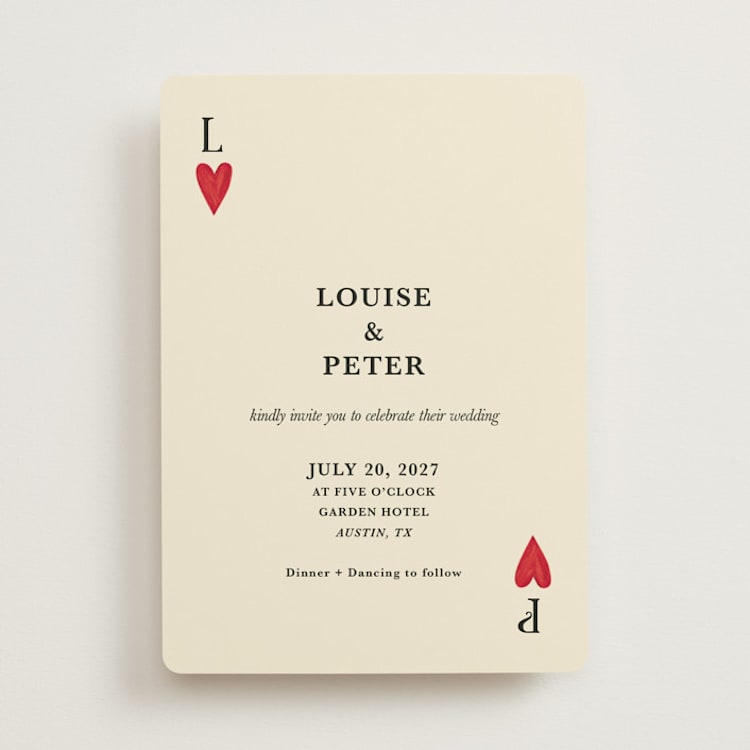 "Red Hearts" - Wedding Invitations in Champagne by Helena Vitto - Front