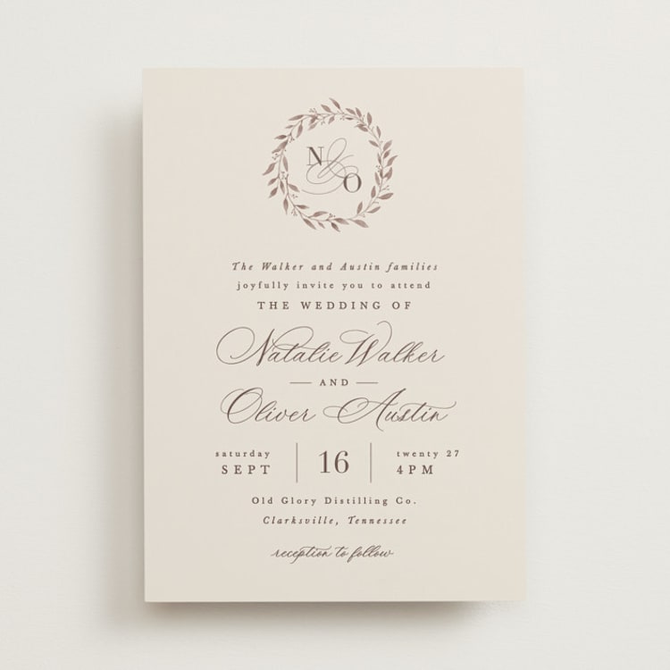 "Delicate monogram" - Wedding Invitations in Ecru by Hooray Creative - Front
