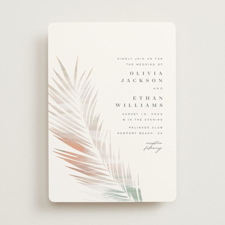 "Painted Leaves" - Wedding Invitations in Coconut by Owl and Toad - Front