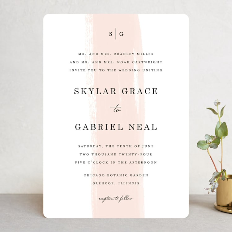 "Single Swath" - Wedding Invitations in Blush by Angela Marzuki - Front