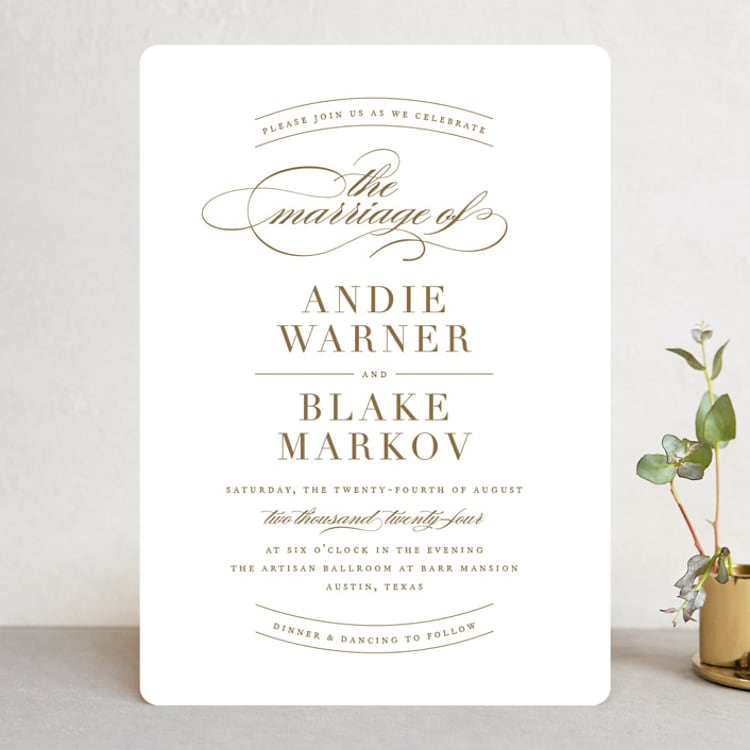 "divine" - Wedding Invitations in Gilded Gold by Jennifer Postorino - Front