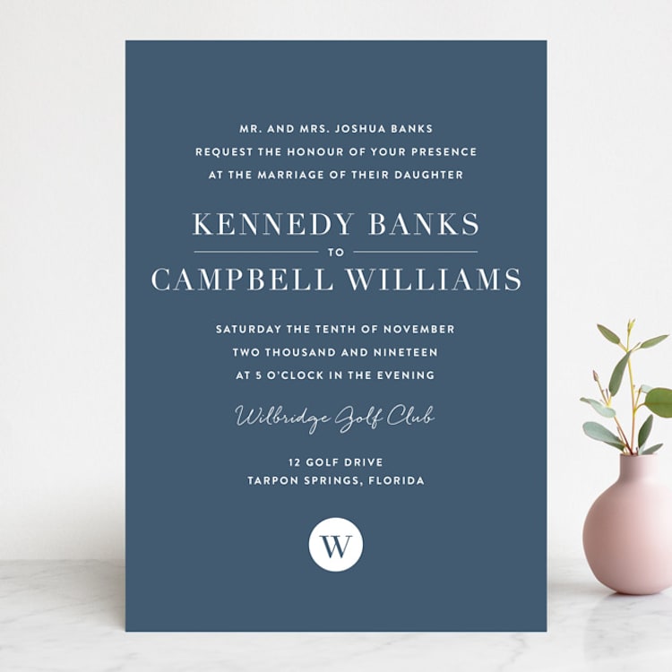 "Wedding Stamp" - Wedding Invitations in Navy by Kasia Labocki - Front