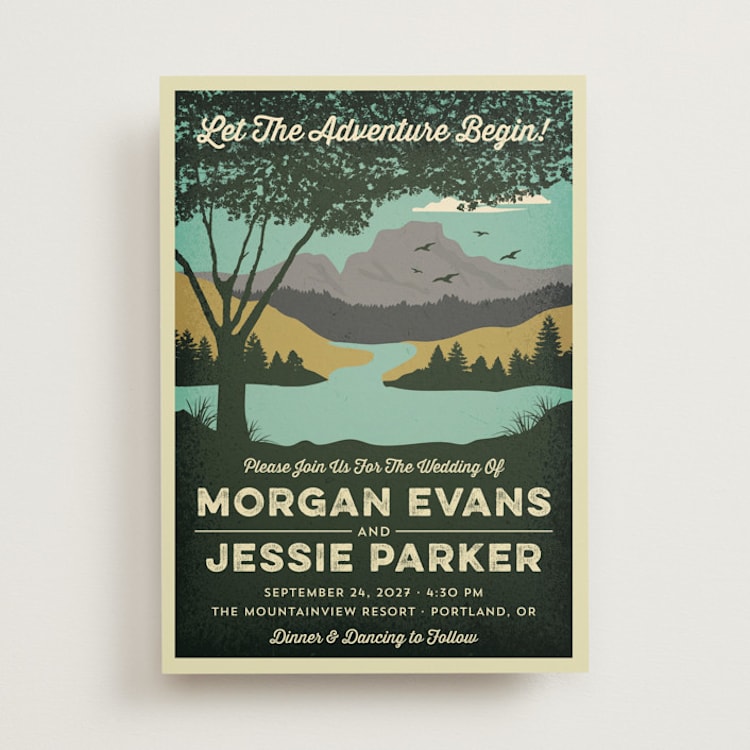 "Mountain View" - Wedding Invitations in Forest by Nam Bourassa - Front