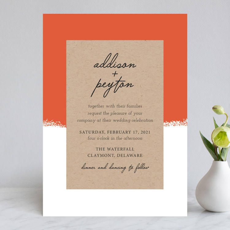 "Joyfully Ever After" - Wedding Invitations in Tangerine by Faith Harlow - Front