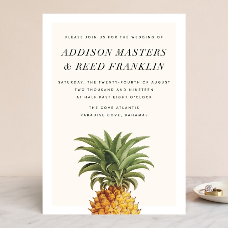 "Party in Paradise" - Wedding Invitations in Pineapple by Erin Hodges - Front