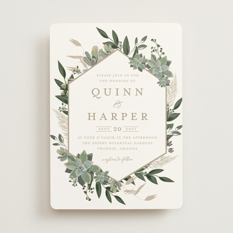 "Succulent Surround" - Wedding Invitations in Cloud by Susan Moyal - Front