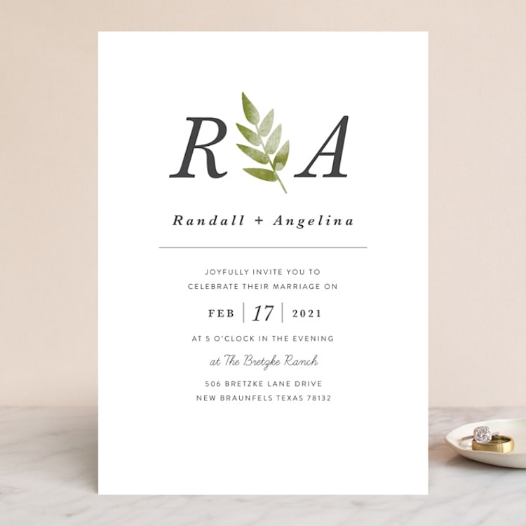 "Watercolor Leaf" - Wedding Invitations in Porcelain by Hanna M - Front