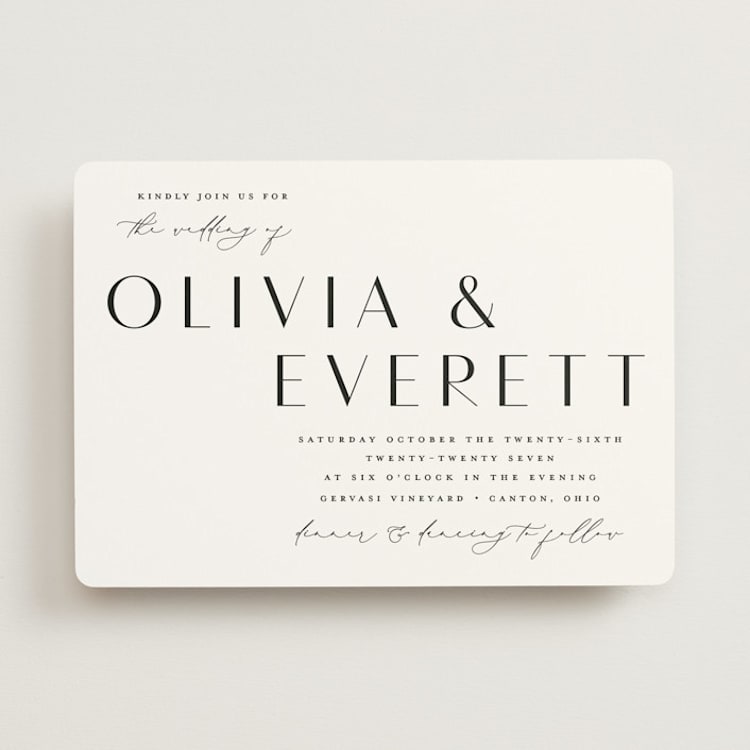 "Modern Classic Names" - Wedding Invitations in Onyx by Emily Betts - Front
