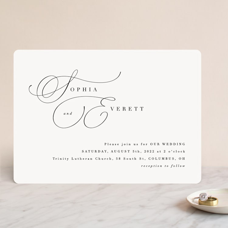 "Flowing Initials" - Wedding Invitations in Ivory by Hooray Creative - Front