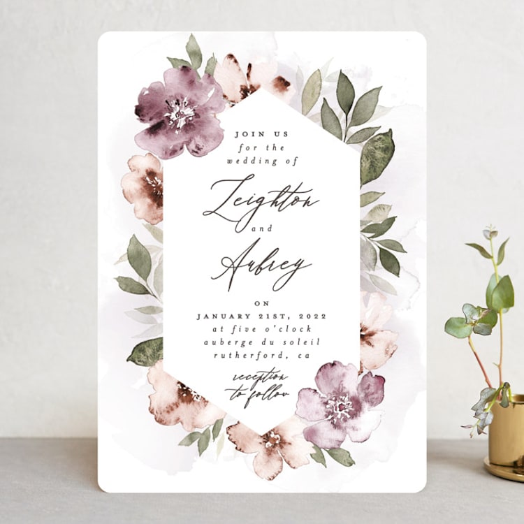 "Fancifully" - Wedding Invitations in Dust Mauve by Everett Paper Goods - Front