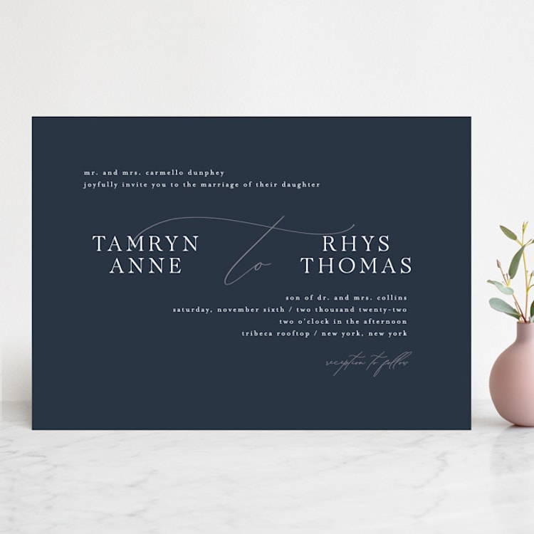 "Waltz" - Wedding Invitations in Nightfall by Jula Paper Co. - Front
