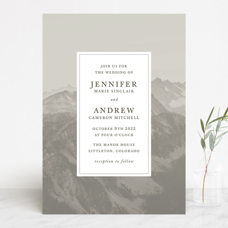 "Modern Mountain" - Wedding Invitations in Fog by Stephanie Biller - Front
