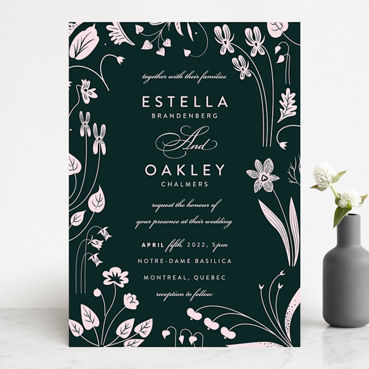 "Forest Foliage" - Wedding Invitations in Deep Forest by Eve Schultz - Front