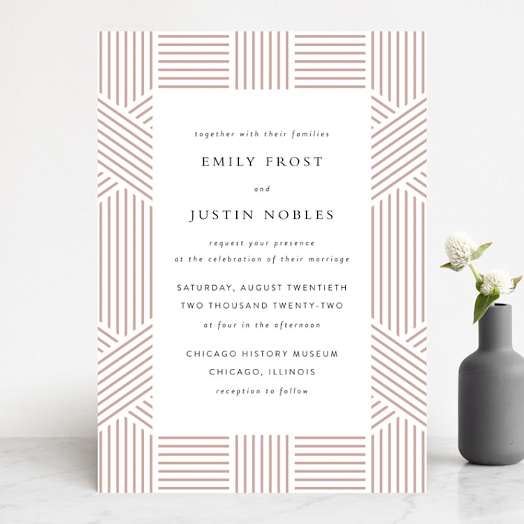 "Tara" - Wedding Invitations in Blush by Kampai Designs - Front