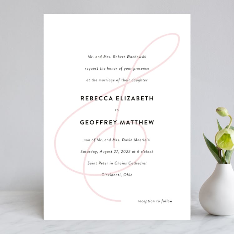 "AND" - Wedding Invitations in Carnation by Kim Dietrich Elam - Front