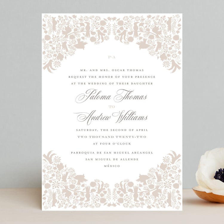 "Hacienda" - Wedding Invitations in Stone by Lagniappe Paper - Front
