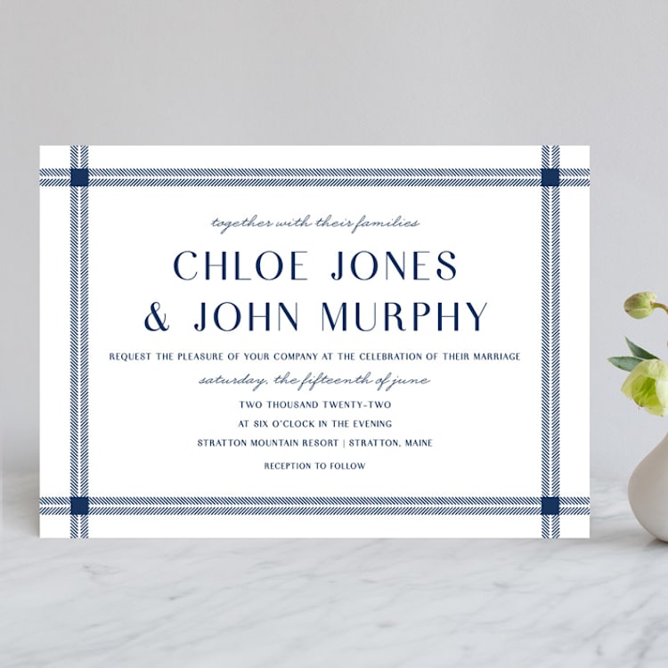 "window pane check" - Wedding Invitations in Navy by Kerry Doyle - Front