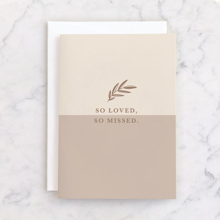 "So Loved" - Single Greeting Cards in Beige by Olivia Raufman - Front