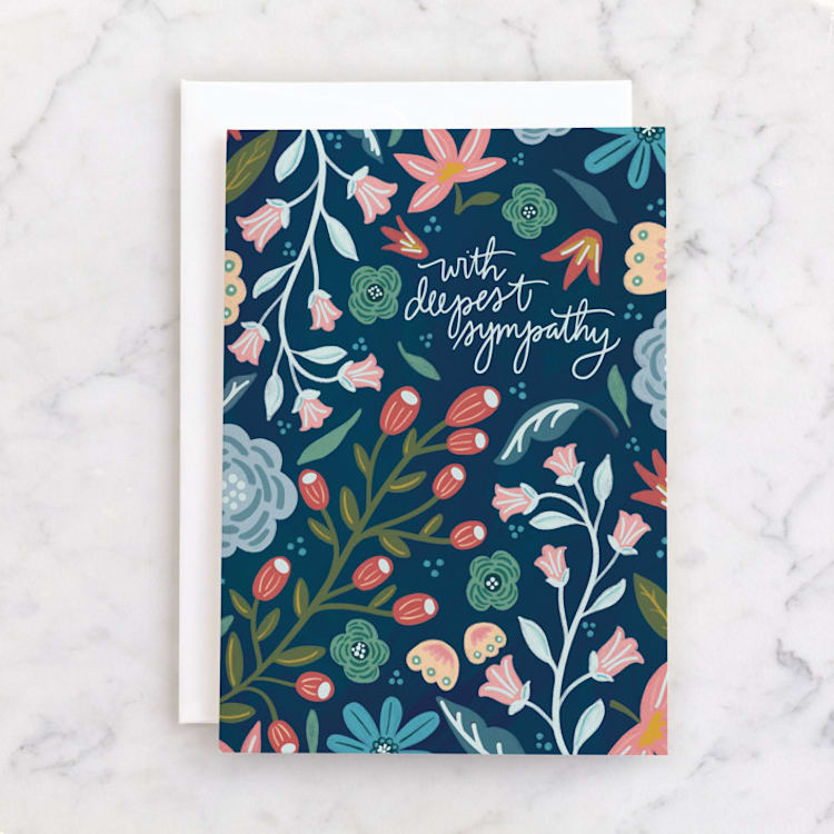 "With Deepest Sympathy" - Single Greeting Cards in Cobalt by Noonday Design - Front