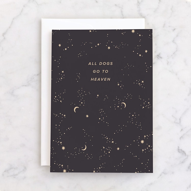 "All Dogs Go To Heaven" - Single Greeting Cards in Midnight by Ellen Schlegelmilch - Front