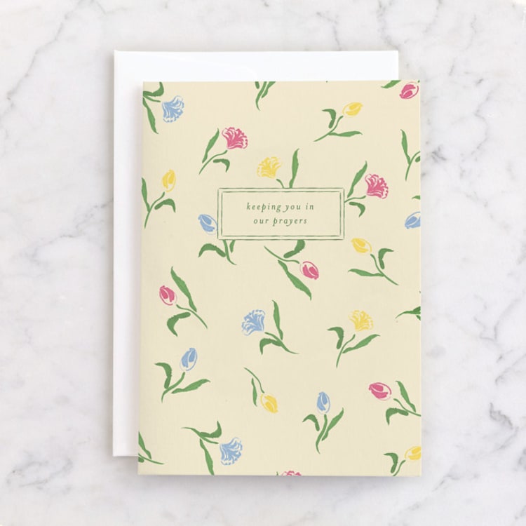 "Kept in Prayers" - Single Greeting Cards in Cream by Sarah Rosenthal - Front