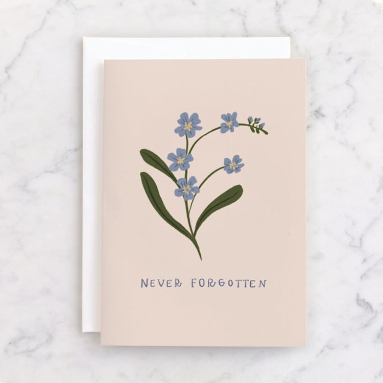 "Forget Me Not" - Single Greeting Cards in Cream by Janna Sue Design - Front