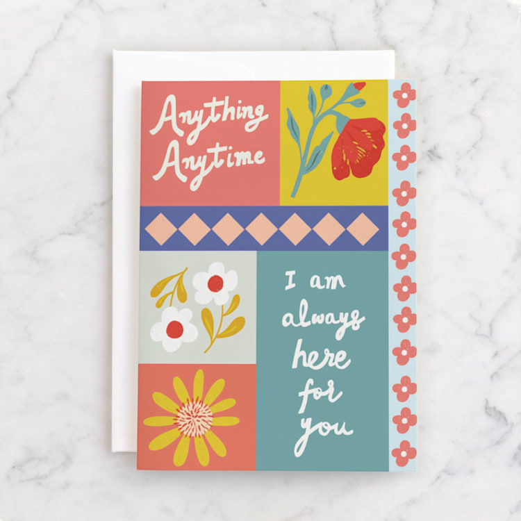 "Pieced Together for Always" - Single Greeting Cards in Peach by Ana Sarah - Front