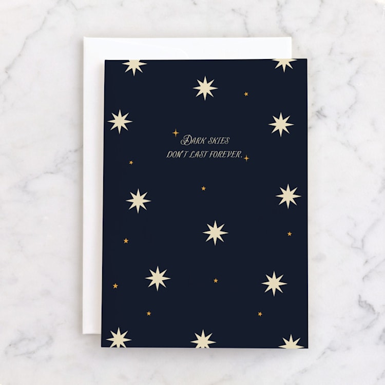 "Hello, Brighter Days" - Single Greeting Cards in Midnight by Helena Vitto - Front