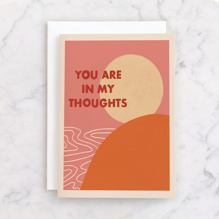 "Thoughtful Sunset" - Single Greeting Cards in Brick by Janna Sue Design - Front