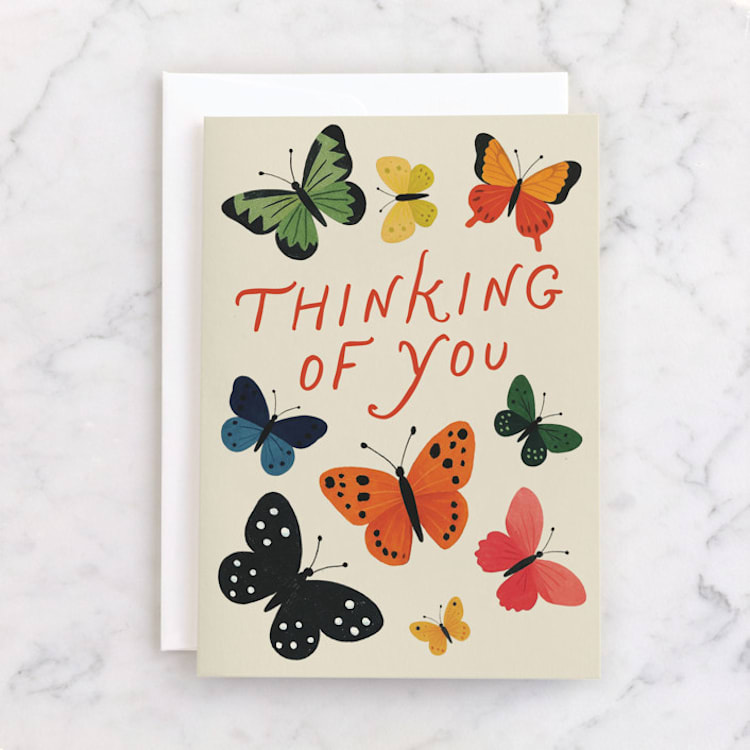 "Butterfly" - Single Greeting Cards in Cardinal by Maja Cunningham - Front