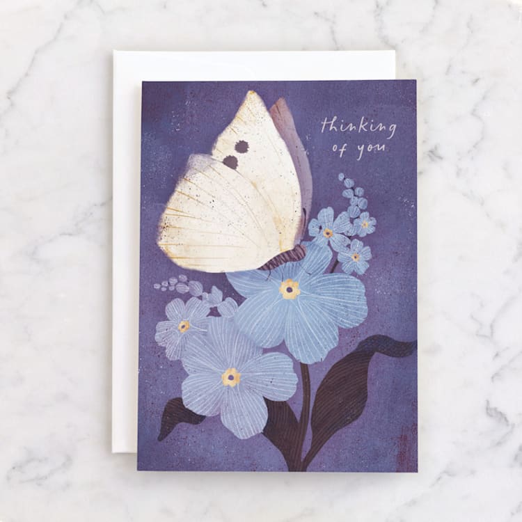"White Moth" - Single Greeting Cards in Amethyst by Snow and Ivy - Front