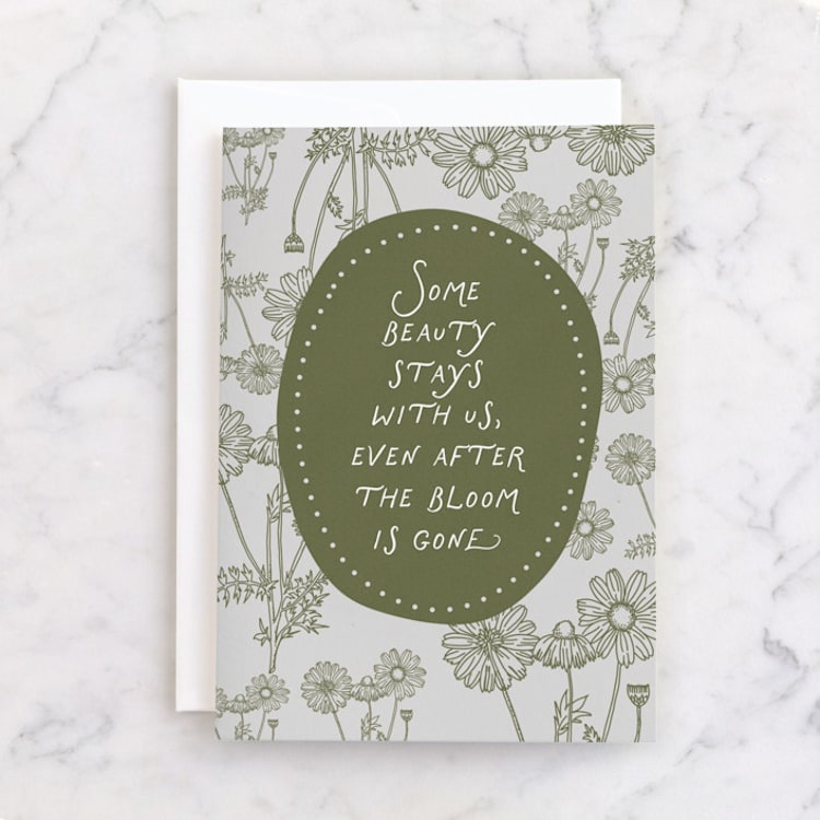 "Vintage Blooms" - Single Greeting Cards in Moss by Maja Cunningham - Front