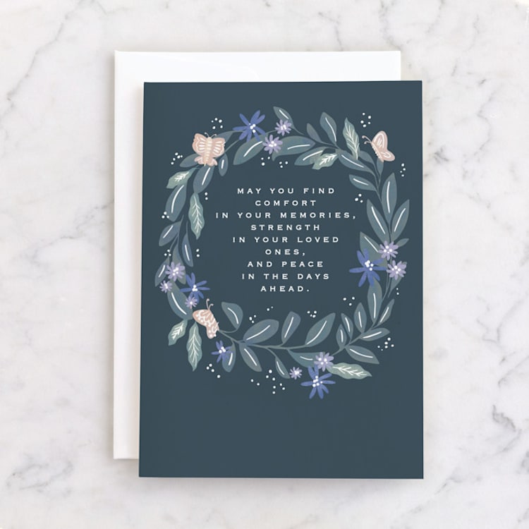 "Sympathy wreath" - Single Greeting Cards in Teal by Creo Study - Front