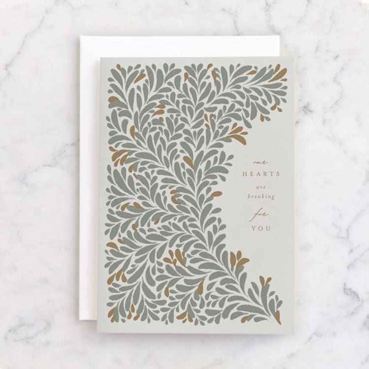 "Our hearts are breaking" - Single Greeting Cards in Smoke by Susanne Kasielke - Front