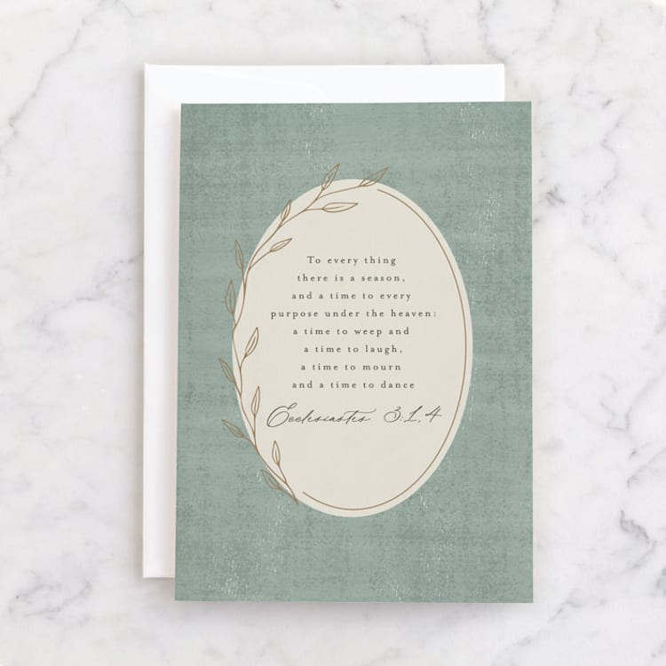 "Ecclesiastes" - Single Greeting Cards in Sage by Emily Betts - Front
