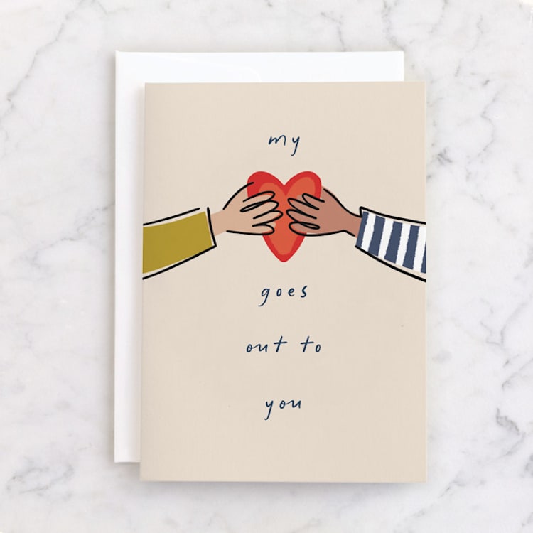 "Heart Goes Out" - Single Greeting Cards in Heart by Cindy Reynolds - Front