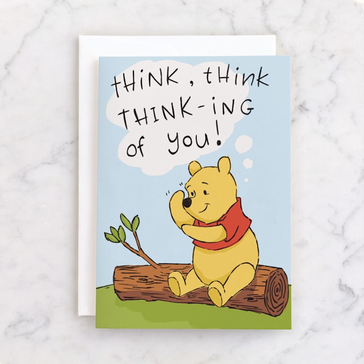 "Disney's Winnie the Pooh Thinking of You" - Single Greeting Cards in Buttercup by Sheryn Kingon - Front
