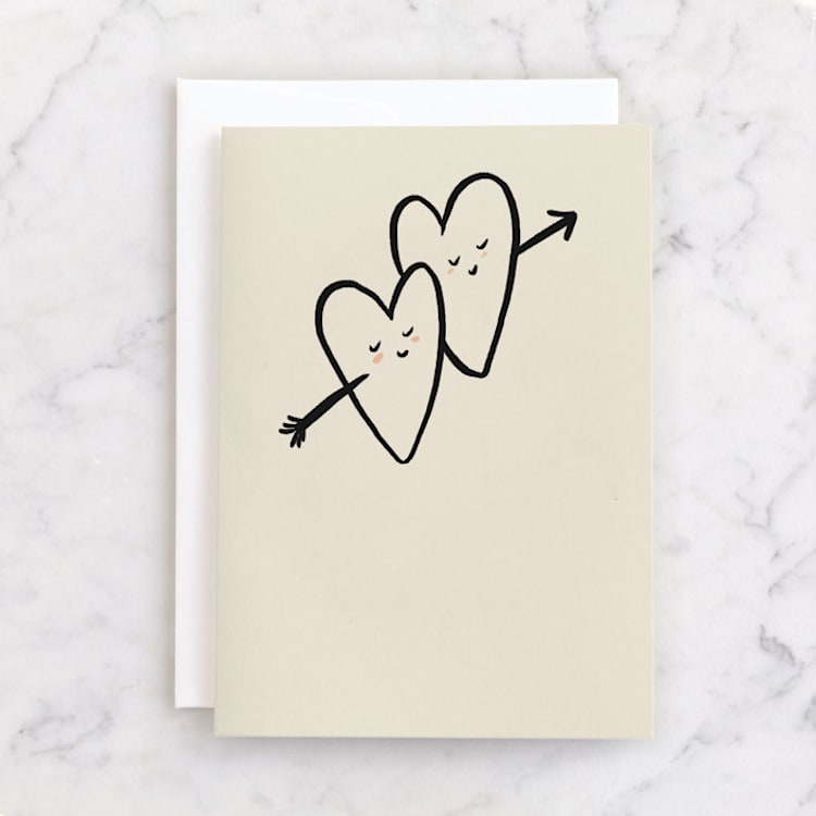 "Together Forever Hearts" - Single Greeting Cards in Cream by Ani Somi - Front
