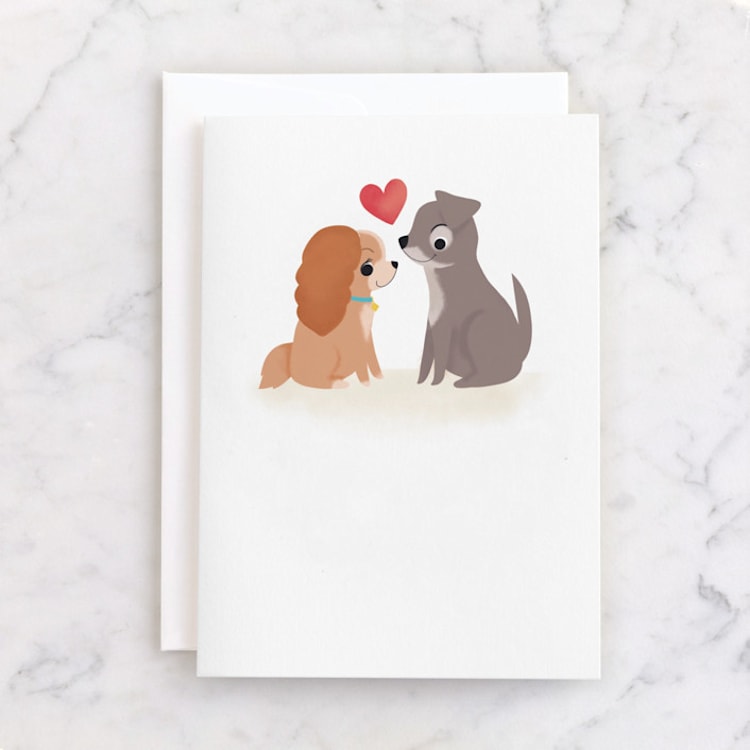 "Disney's Lady & Her Tramp" - Single Greeting Cards in Lipstick by Itsy Belle Studio - Front