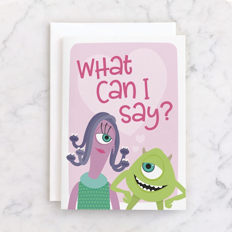 "Disney and Pixar's Scream Come True" - Single Greeting Cards in Rose Quartz by Shannon Kohn - Front