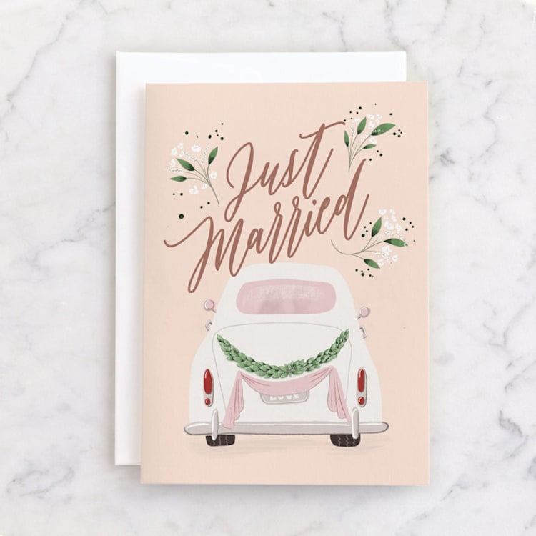 "The Wedding Day" - Single Greeting Cards in Blush by Ana Sharpe - Front