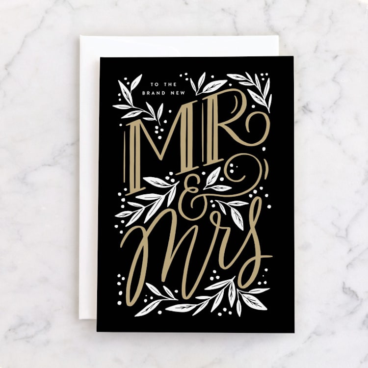 "Brand New Mr. & Mrs." - Single Greeting Cards in Ink by Alethea and Ruth - Front