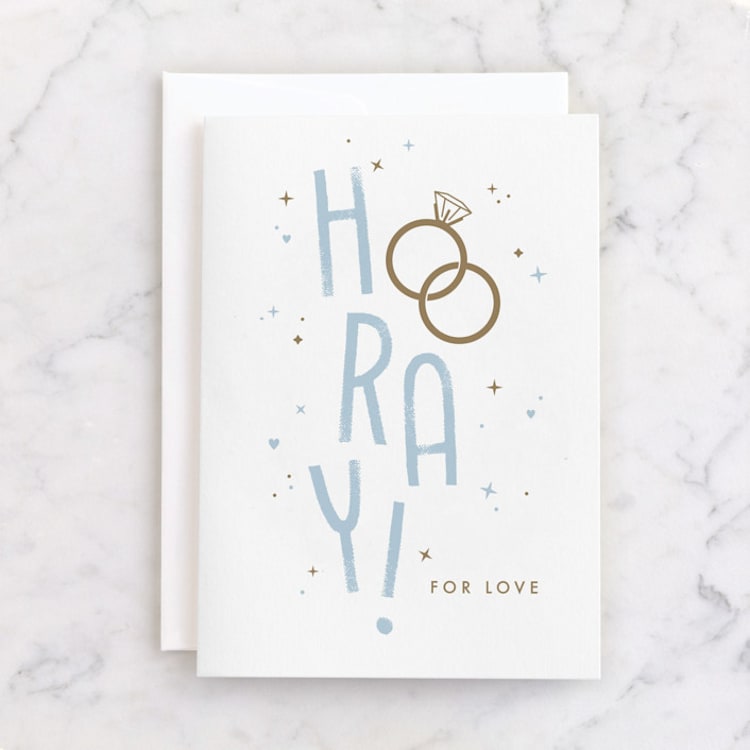 "Hooray for love" - Single Greeting Cards in Sky by Leia Matt - Front