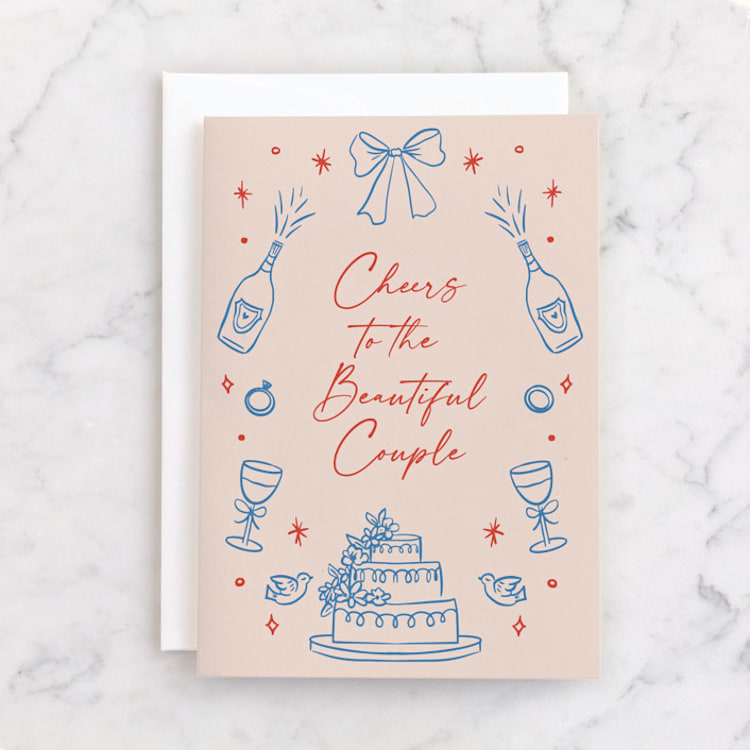 "Couple Cheers" - Single Greeting Cards in Cotton Candy by Elly - Front