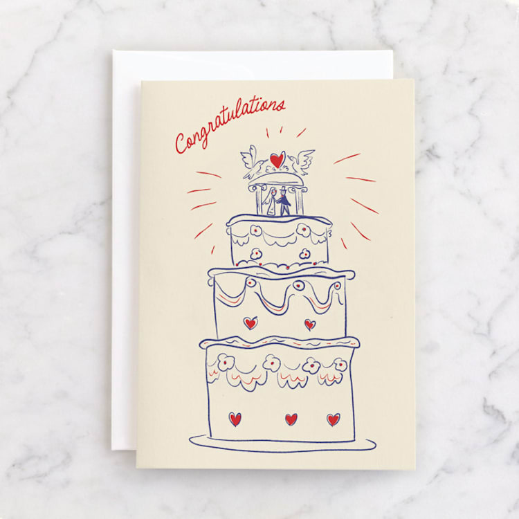 "Happy Wedding Cake" - Single Greeting Cards in Daffodil by Ani Somi - Front