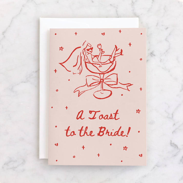 "Cheers to Love" - Single Greeting Cards in Ballet Slipper by Cass Loh - Front