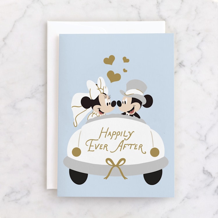 "Disney Mickey & Minnie Wedding" - Single Greeting Cards in Robin’s Egg by Madhvi Samimi - Front