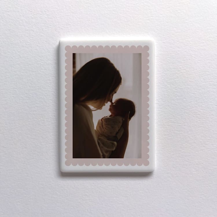 "Custom Ceramic Photo Magnet: Scalloped" - Keepsakes in white by Holly Whitcomb