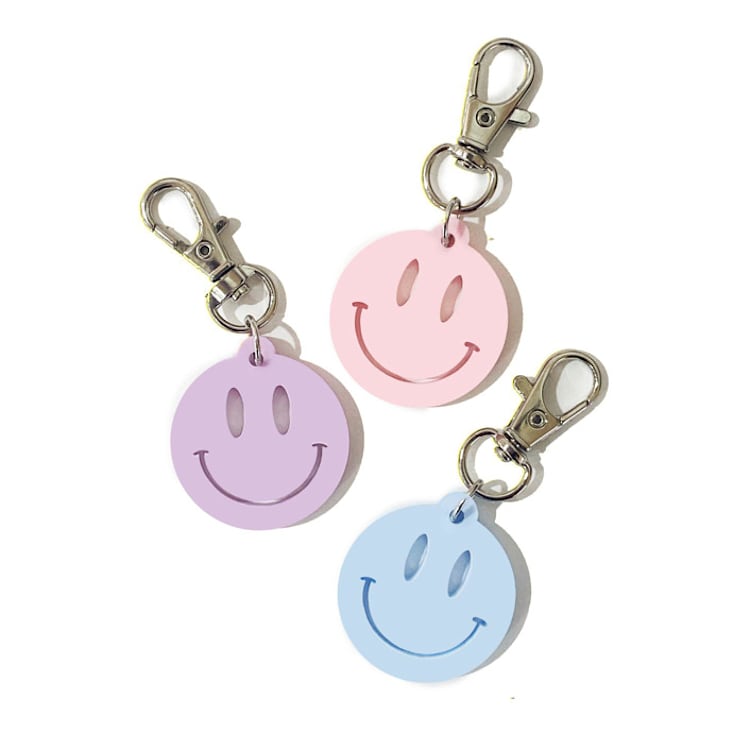 "Custom Color - Smiley Face Keychain" - Key Chain in multicolorassorted-colors by Haven Print Co.