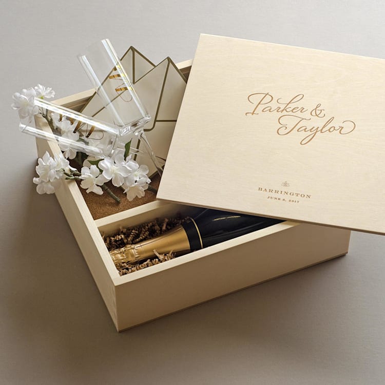 "The Stylist - Keepsake Ceremony Wine Box" - Keepsake Boxes in natural by Artificer Wood Works